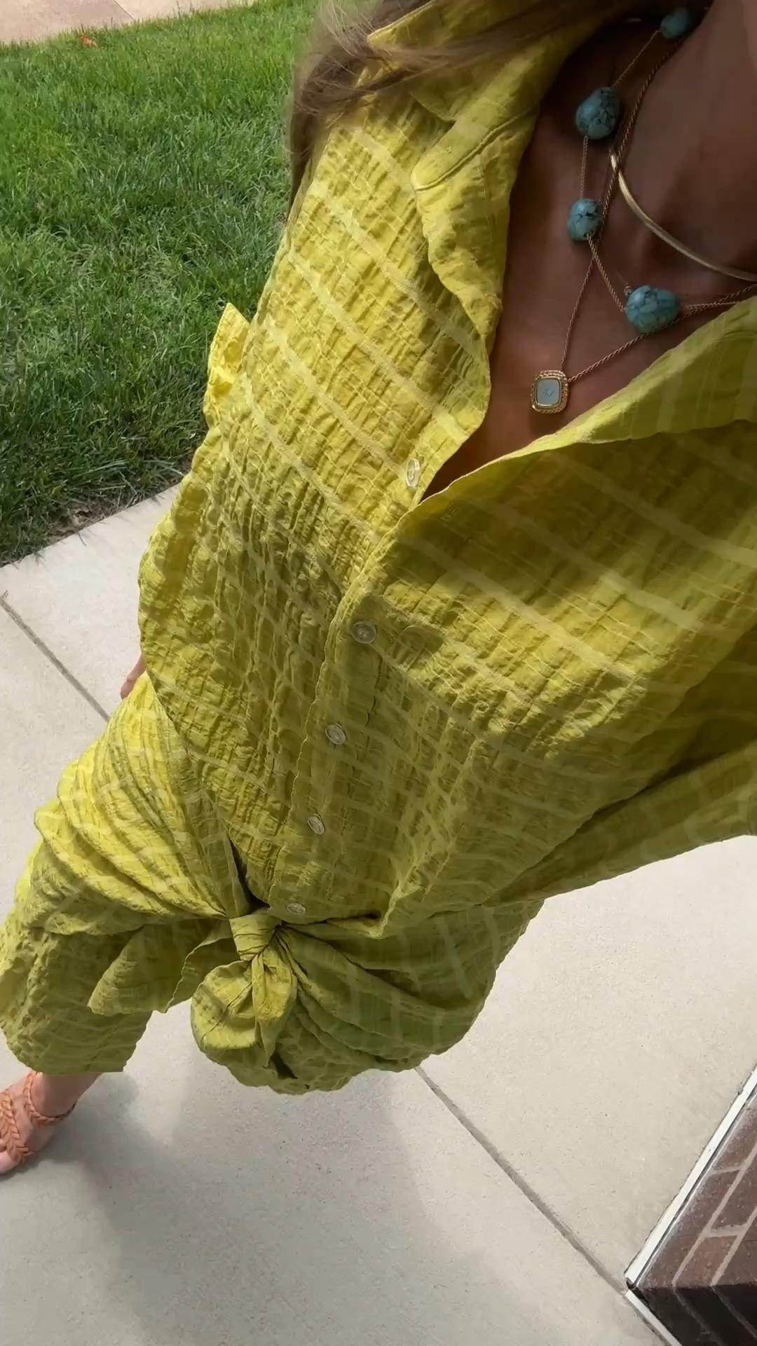 Most insane chartreuse dress for church today - it ties in the front and is incredible. Runs TTS, wearing an XS

Braided sandals: run TTS

#LTKgrwm #LTKdayinmylife #LTKootd