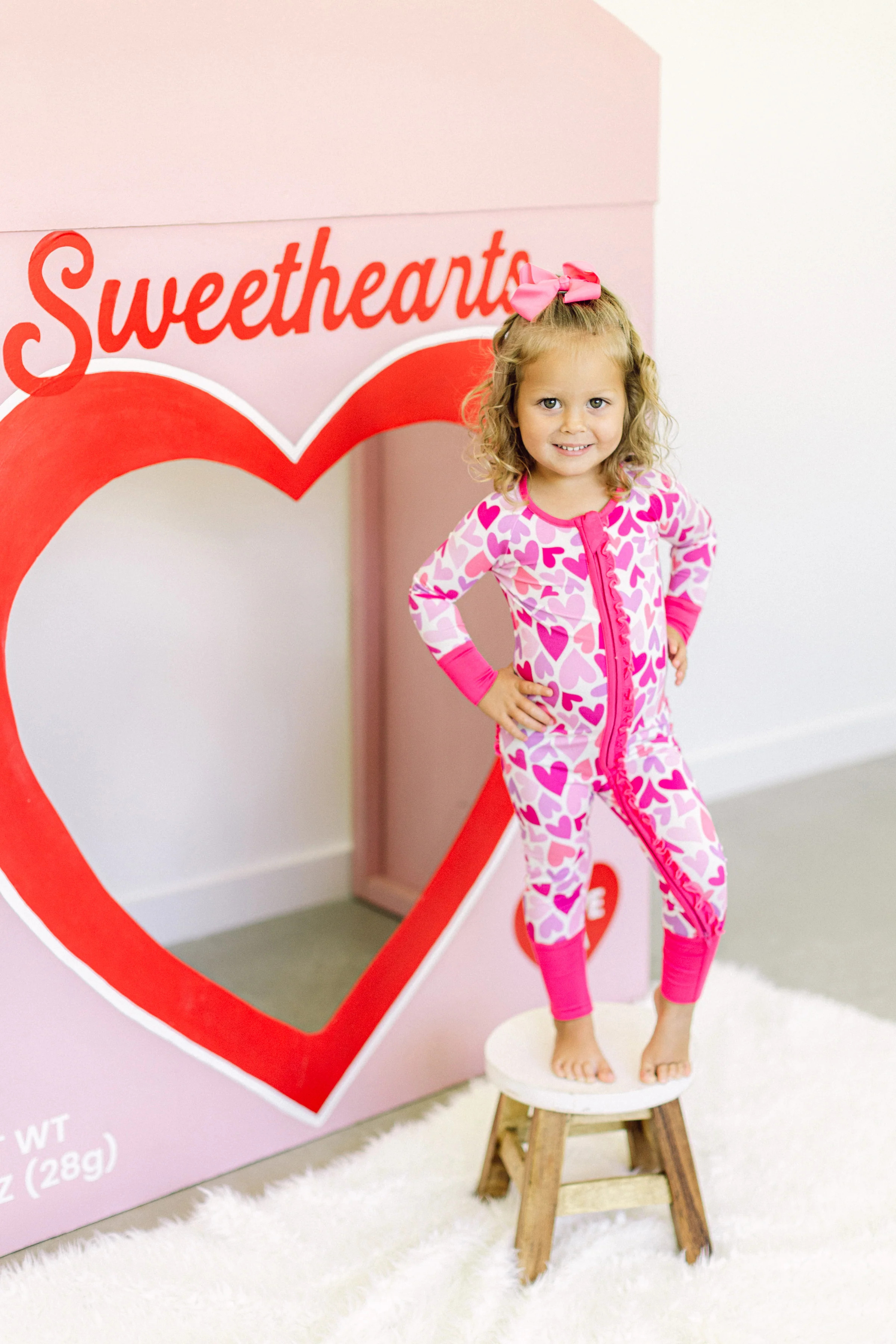 Pink Valentine Premium Ruffle Romper | Poppy Kids Co