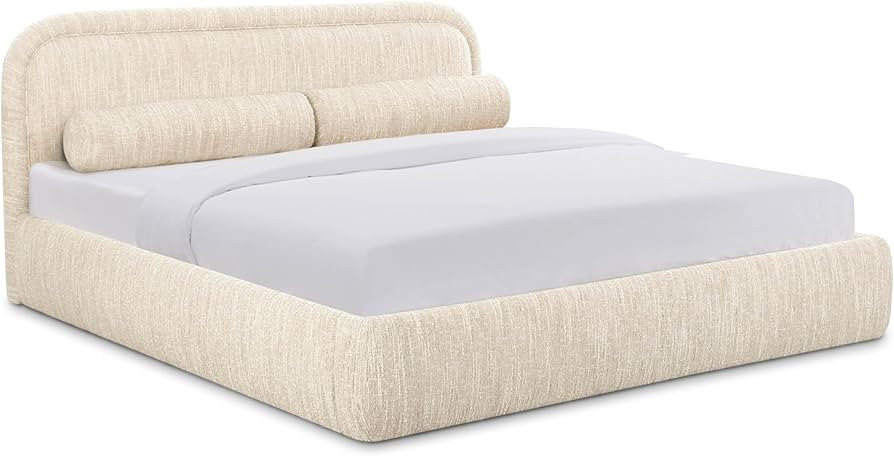 Tov Furniture Murielle Cream Heavy Knubby Boucle King Bed | Amazon (US)
