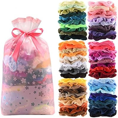 60 Pcs Premium Velvet Hair Scrunchies Hair Bands for Women or Girls Hair Accessories with Gift Ba... | Amazon (US)