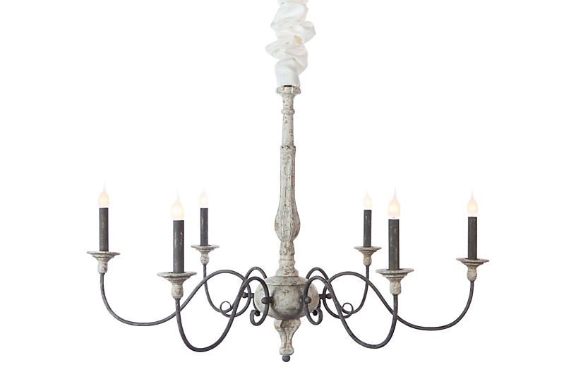 Arroyo Chandelier, Rustic White/Zinc | One Kings Lane