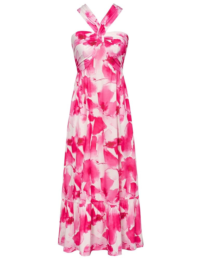GRACE KARIN 2025 Women's Criss Cross Halterneck Sleeveless Summer Floral Print Flowy A Line Maxi ... | Amazon (US)