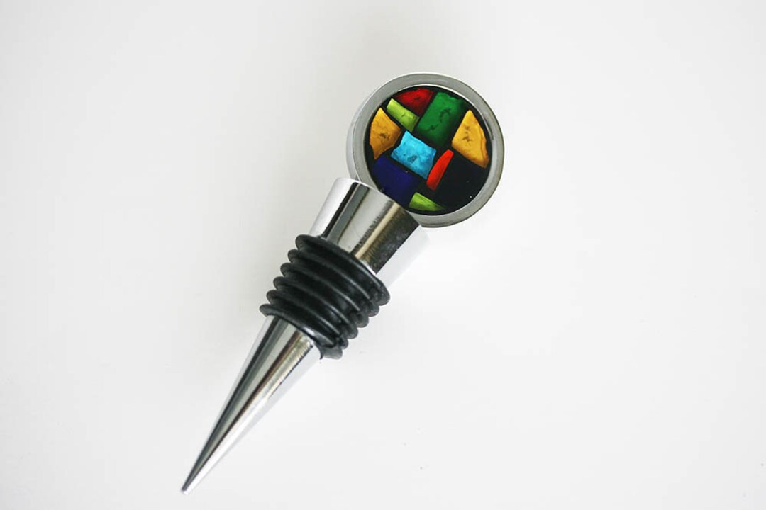 Mosaic Colorblock Bottle Stopper Stained Glass Bar Wetbar - Etsy | Etsy (US)