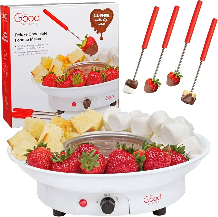 Electric Fondue Maker Deluxe Set w 4 Forks, Removable Serving Tray & Melting/Warming Setting- Gre... | Amazon (US)