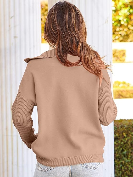 ANRABESS Women’s Oversized Long Sleeve Half Zipper Collared High Neck Pullover Sweatshirt Sweat... | Amazon (US)