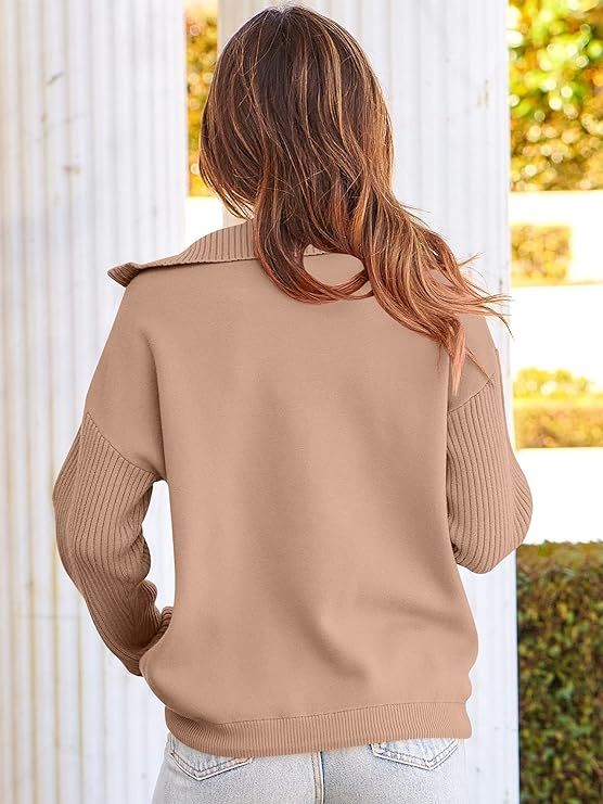 ANRABESS Women’s Oversized Long Sleeve Half Zipper Collared High Neck Pullover Sweatshirt Sweat... | Amazon (US)