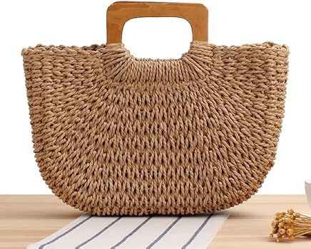 Rouhuhura Straw Beach Bag, Ladies Handmade Large Straw Tote Bag for Women Straw Handbag Hobo Summ... | Amazon (US)