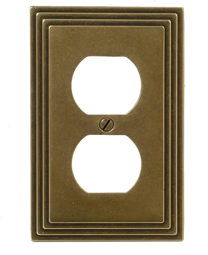 Amerelle Steps Single Duplex Cast Metal Wallplate in Rustic Brass Cast | Amazon (US)