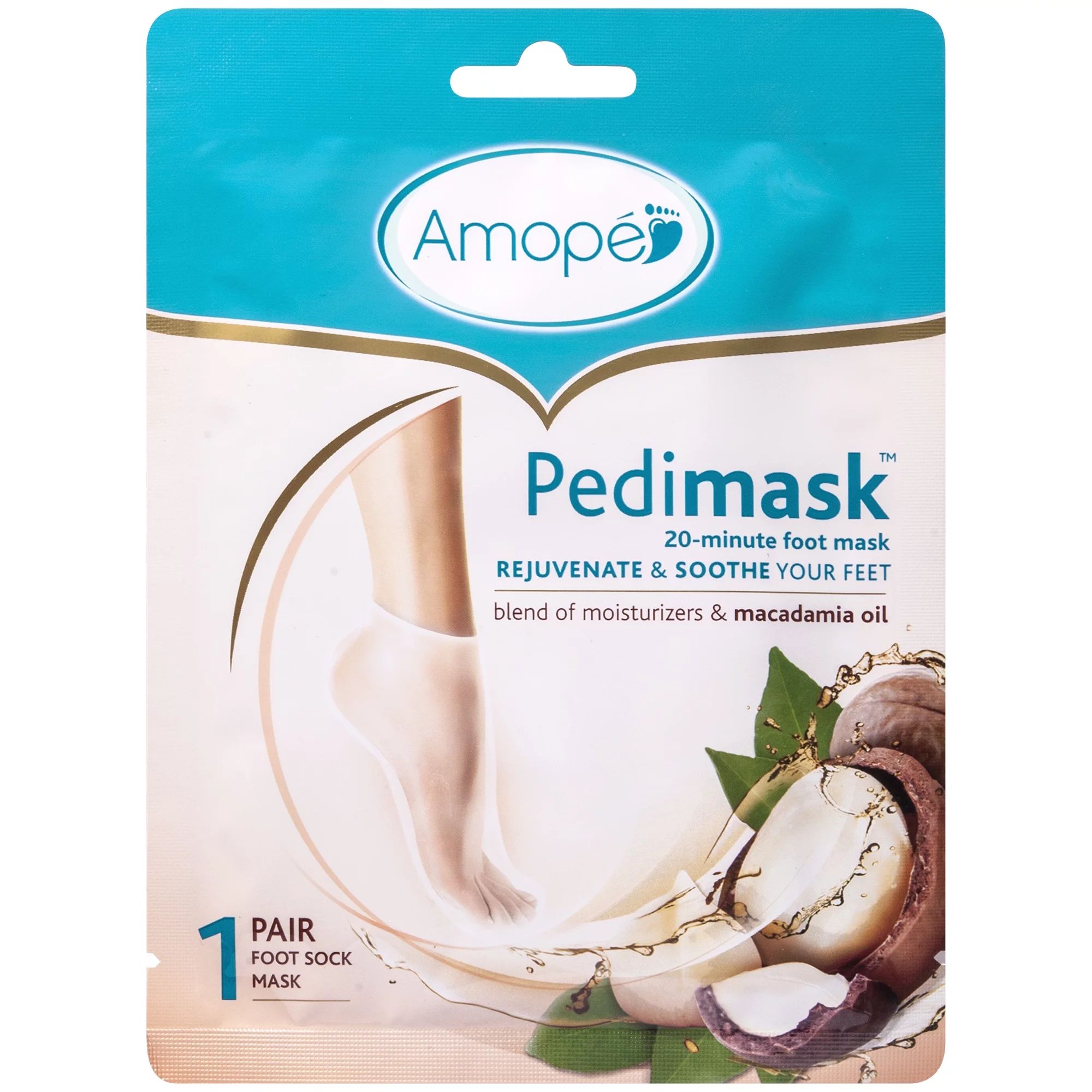 Amope Pedi mask Foot Mask Socks (1 Pair), Macadamia Oil Essence with a Blend of Hydrating Moistur... | Walmart (US)