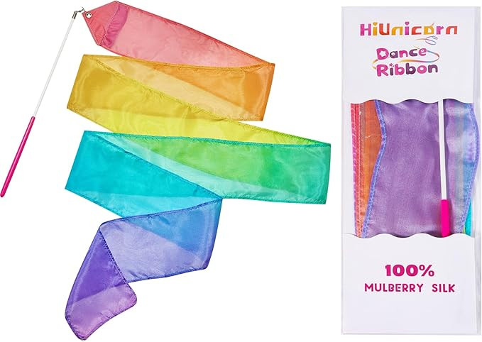 100% Silk Dance Ribbon Streamer Toys Ballet Gift for Toddler Girl Age 4-7 Stocking Stuffer Pastel... | Amazon (US)