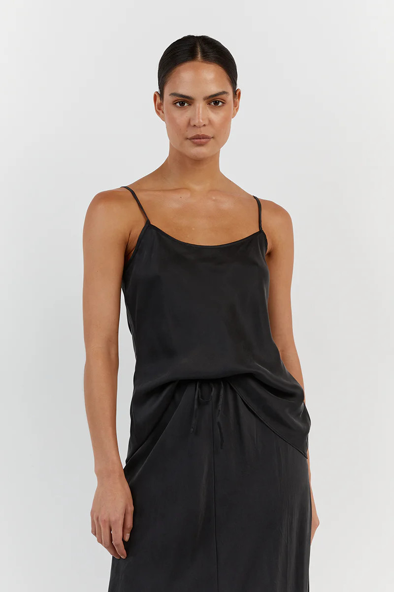 LAYLA BLACK SILK CAMI | DISSH