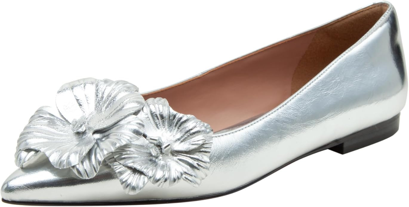 Linea Paolo - Nerine - Womens Leather Skimmer Flats with Floral Ornament | Amazon (US)