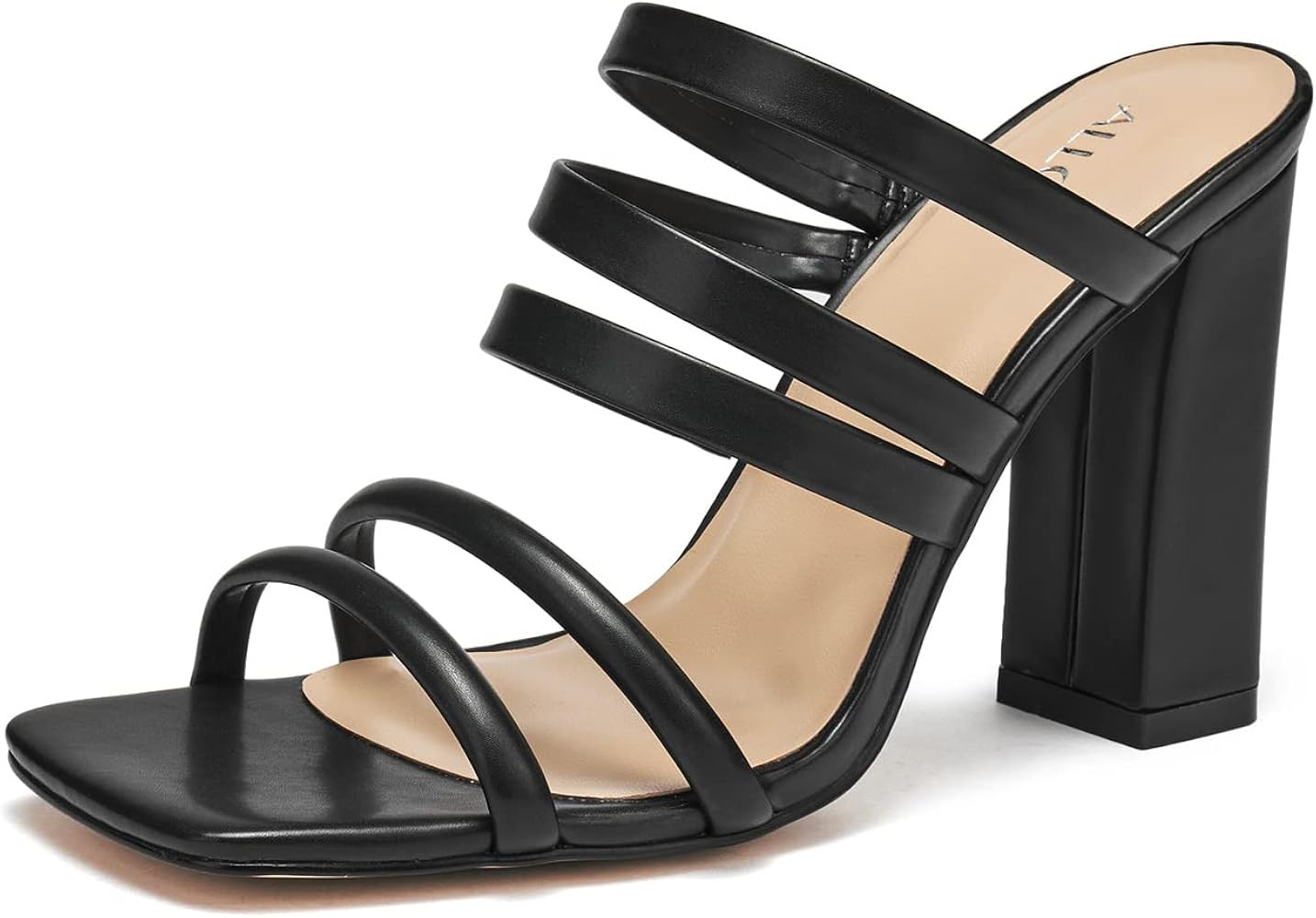ALLOT Womens Heeled Sandals Strappy Square Open Toe Mid Block Heel Comfy Pump Sandals High Heels ... | Amazon (US)