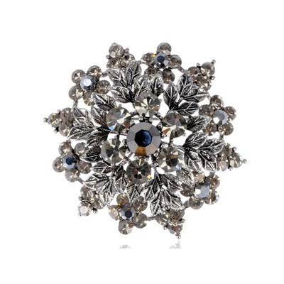 Alilang Rhinestone Crystal Royal Princess Crest Floral Wreath Bouquet Wedding Brooch Pin - Gray | Target