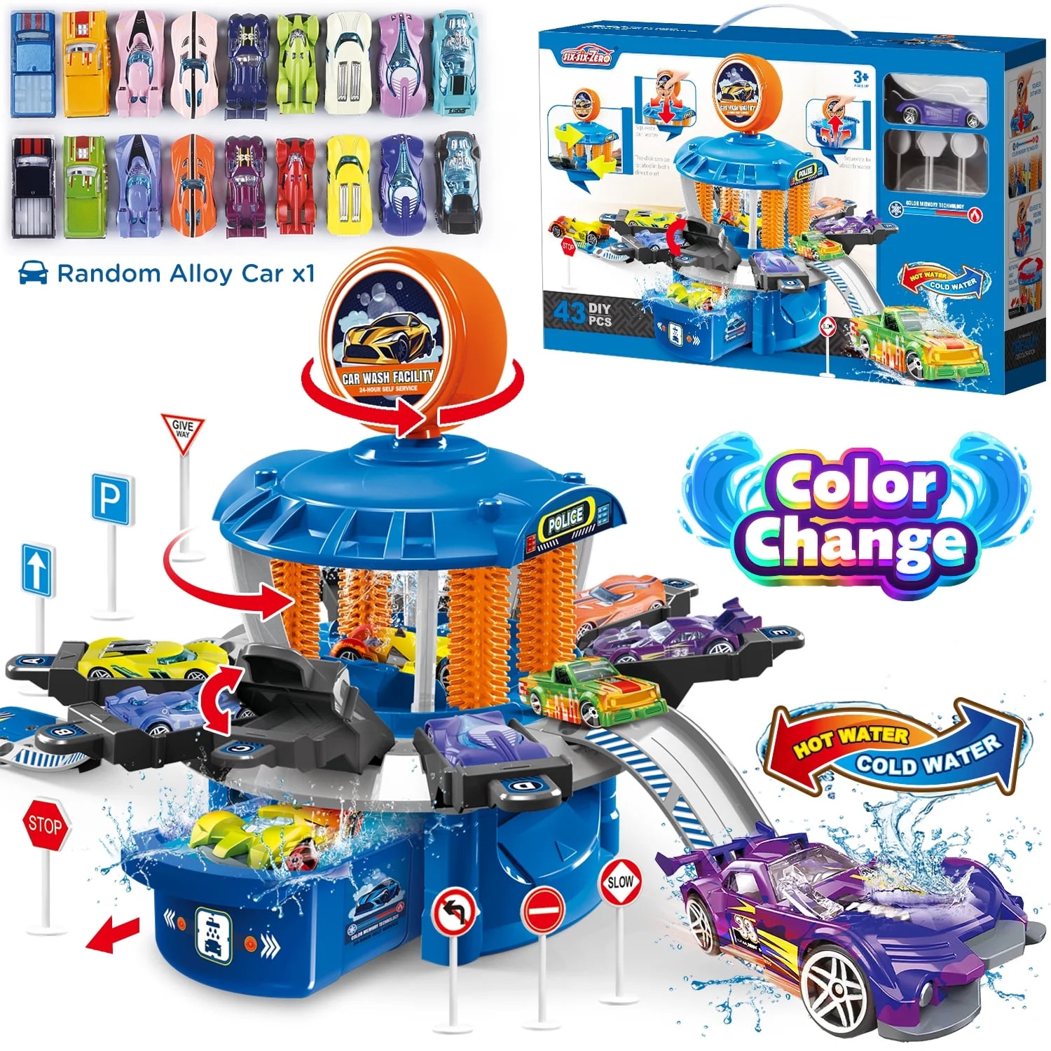Huge Wave Car Wash Toys Set for Boys, Toddler Color Change Race Cars, Wash Transport Track Toy wi... | Walmart (US)