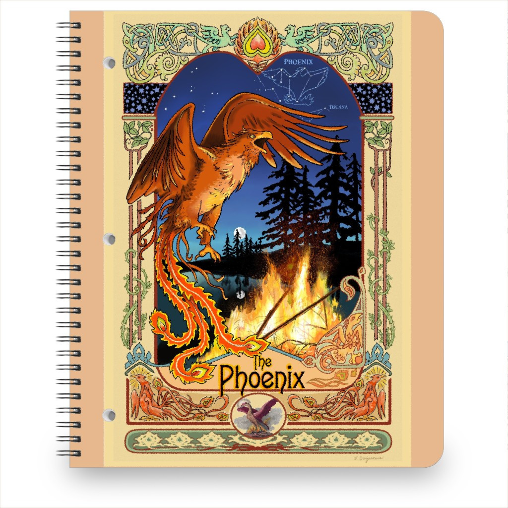 Notebooks: Art Nouveau Golden Phoenix, 8.5x11, Multicolor | Shutterfly