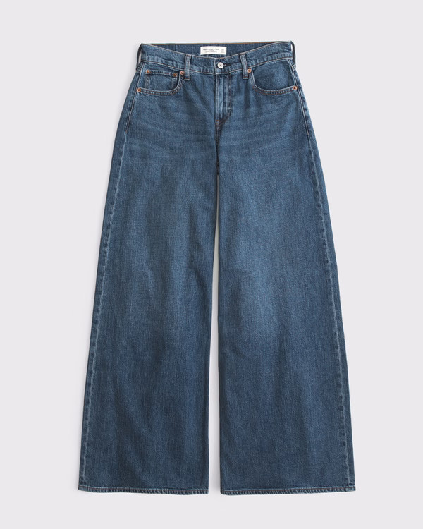 Linen-Blend Ultra Wide Leg Jean | Abercrombie & Fitch (US)