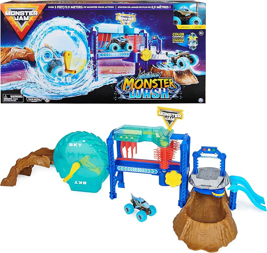 Monster Jam, Megalodon Monster Wash, Includes Color-Changing Megalodon Monster Truck, Interactive... | Amazon (US)