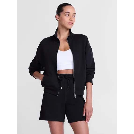 Athletic Works Women's Cropped Fleece Bomber Jacket with Long Sleeves, Sizes XS-XXL | Walmart (US)