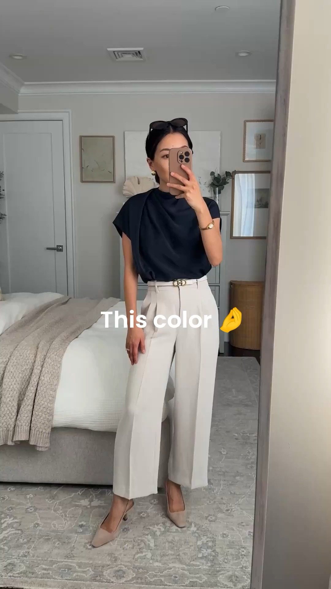 For summer, this same “metropolis taupe" is also stocked in the stretch waist lodge shorts linked below!

• effortless pants, runs small at the waist. I'm trying on 00 (measures 24" waist, 23" inseam) and need to exchange for a size up, 0. wrinkle resistant, beautiful drape.

• edited pieces reversible belt XXS, I can also fit XS on the first few holes 

• aritzia Nominee blouse 2XS blousy fit, very lightweight easy to tuck in

• old AT slingbacks, I also love the Sam Edelman ones linked in 5.5

elegant petite workwear , classic office style , business casual summer outfit ideas,

#LTKootd #LTKPetite #LTKWorkwear