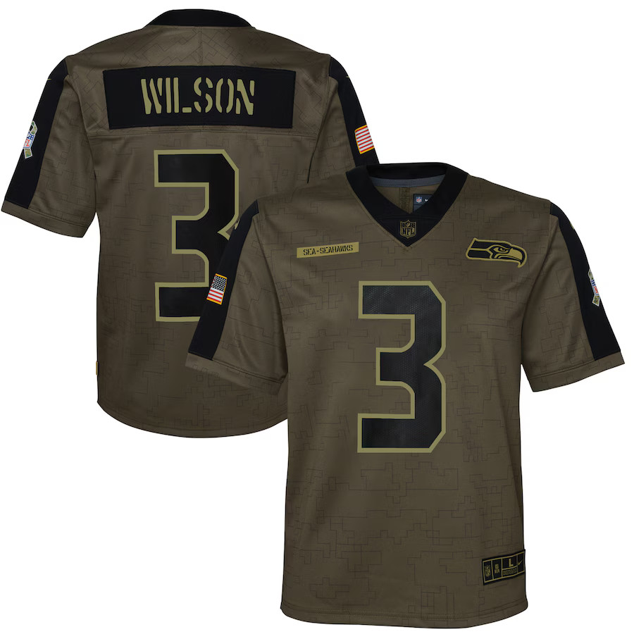 Russell Wilson Seattle Seahawks Nike Youth Salute To Service Game Jersey - Olive | Fanatics