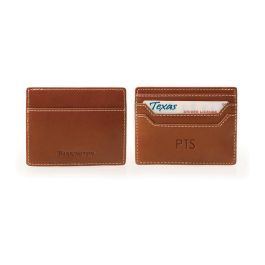 Covington Slim Card Case - British Tan Florentine Leather | Barrington Gifts