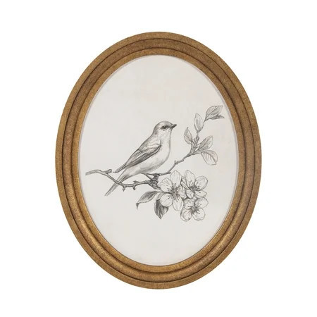 My Texas House Bird Sketch Round Embossed Textured Framed Antique Canvas Art 11x14 | Walmart (US)