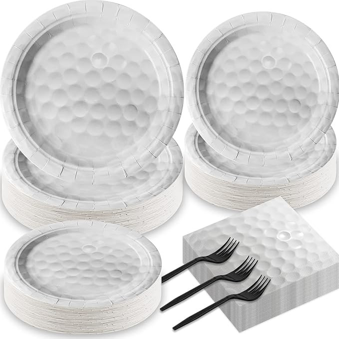 Qyeahkj 50 Guests Golf Party Plates Napkins Supplies Golf Birthday Party Decorations Disposable P... | Amazon (US)