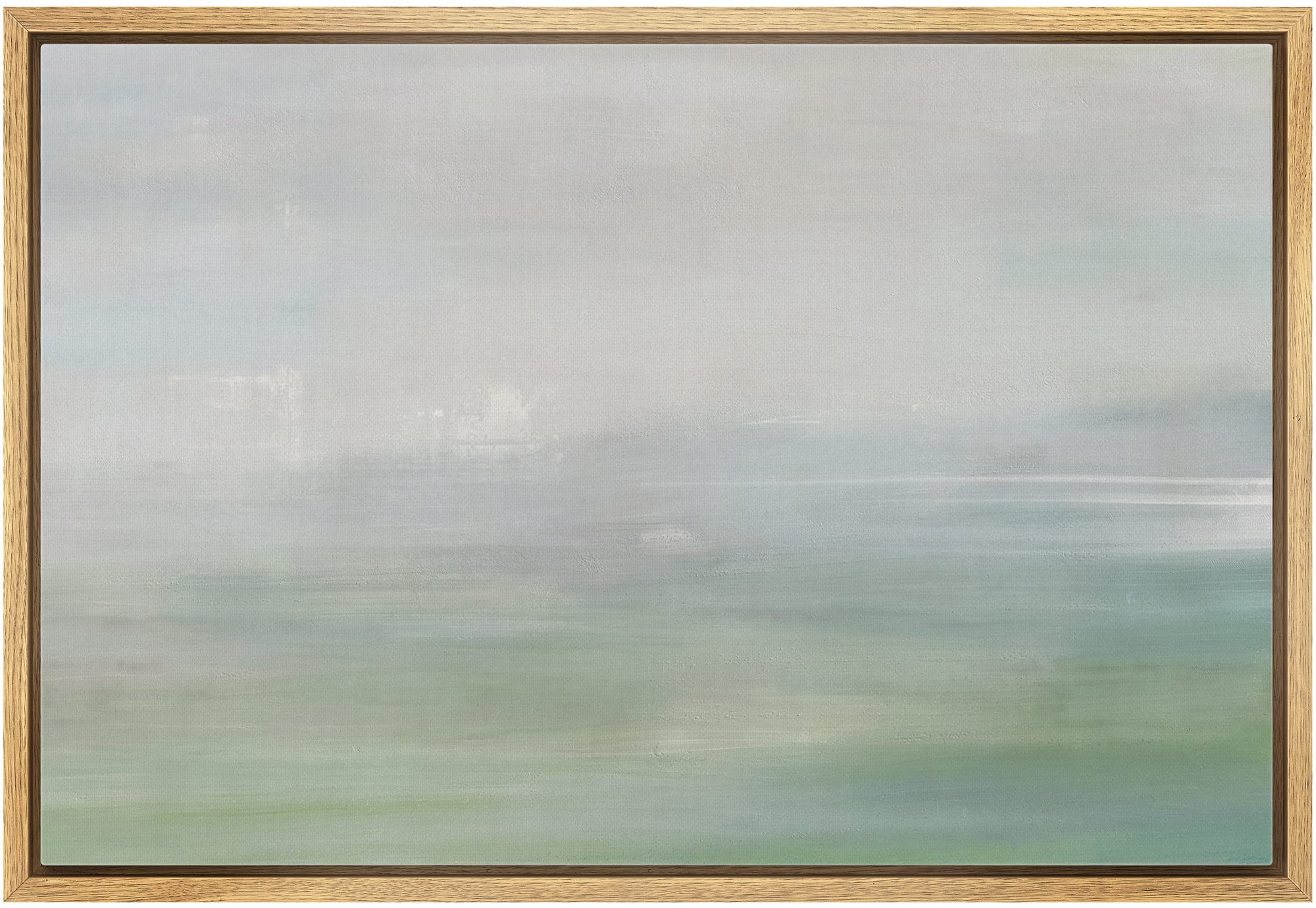 SIGNLEADER Framed Canvas Print Wall Art Pastel Watercolor Green Blue Landscape Abstract Shapes Illustrations Modern Art Decorative Minimal Relax/Calm for Living Room, Bedroom, Office - 16"x24" NATURAL | Amazon (US)