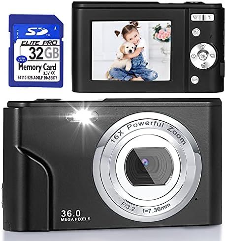 Digital Camera, FHD 1080P 36.0 MP Vlogging Camera Rechargeable Mini Camera Kids Camera Pocket Camera | Amazon (US)
