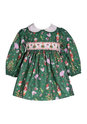 Bonnie Jean Baby Girls Nutcracker Embroidered Smocked Dress | Belk