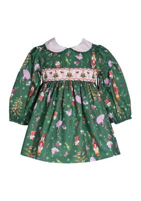 Bonnie Jean Baby Girls Nutcracker Embroidered Smocked Dress | Belk