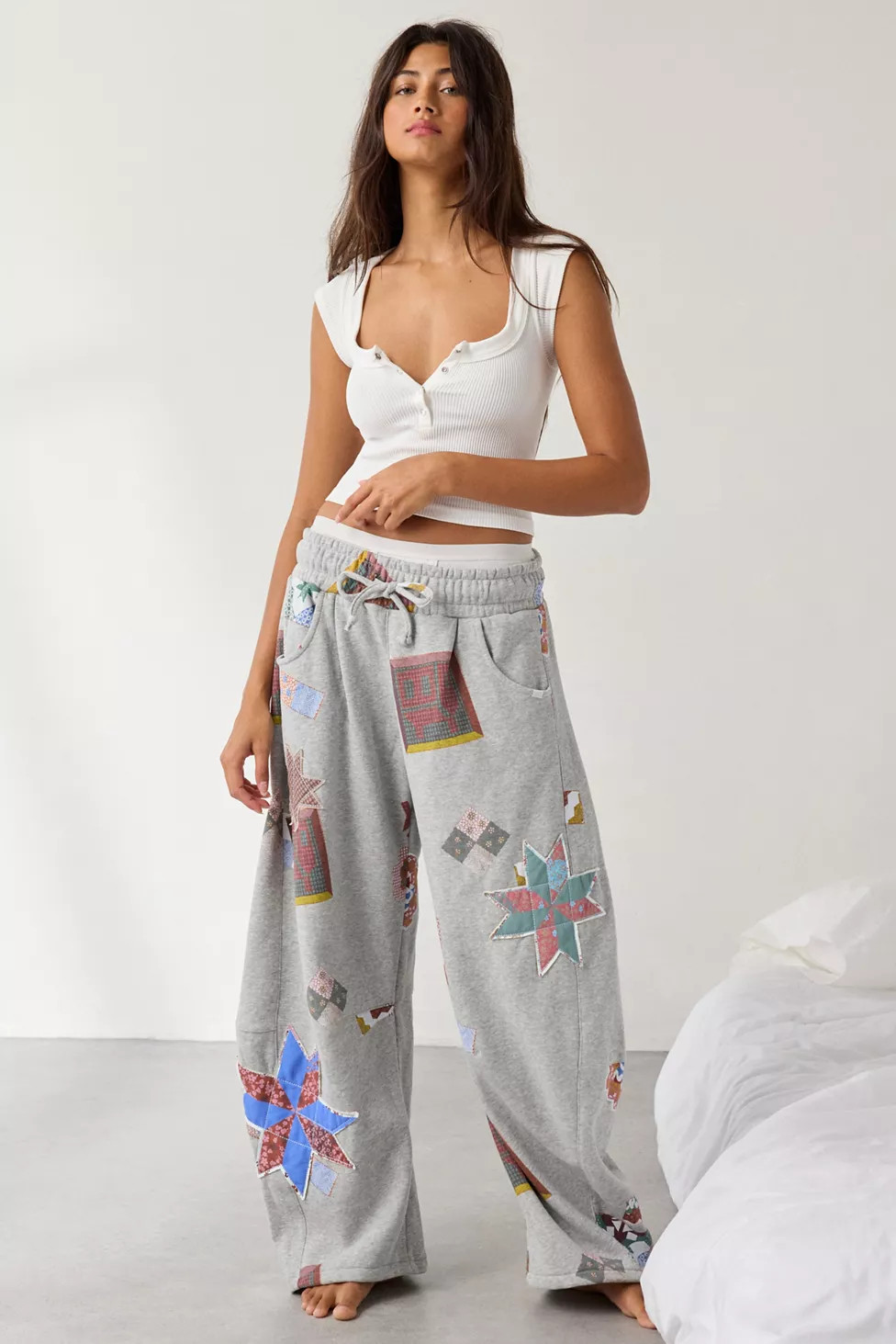 Out From Under Essential Patchwork Graphic Barrel Leg Sweatpant | Urban Outfitters (US and RoW)