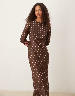 ASOS DESIGN bias bust detail maxi dress in spot print | ASOS | ASOS (Global)
