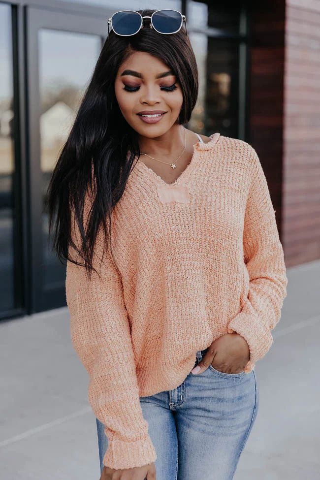 This Time Around Sweater Peach | The Pink Lily Boutique