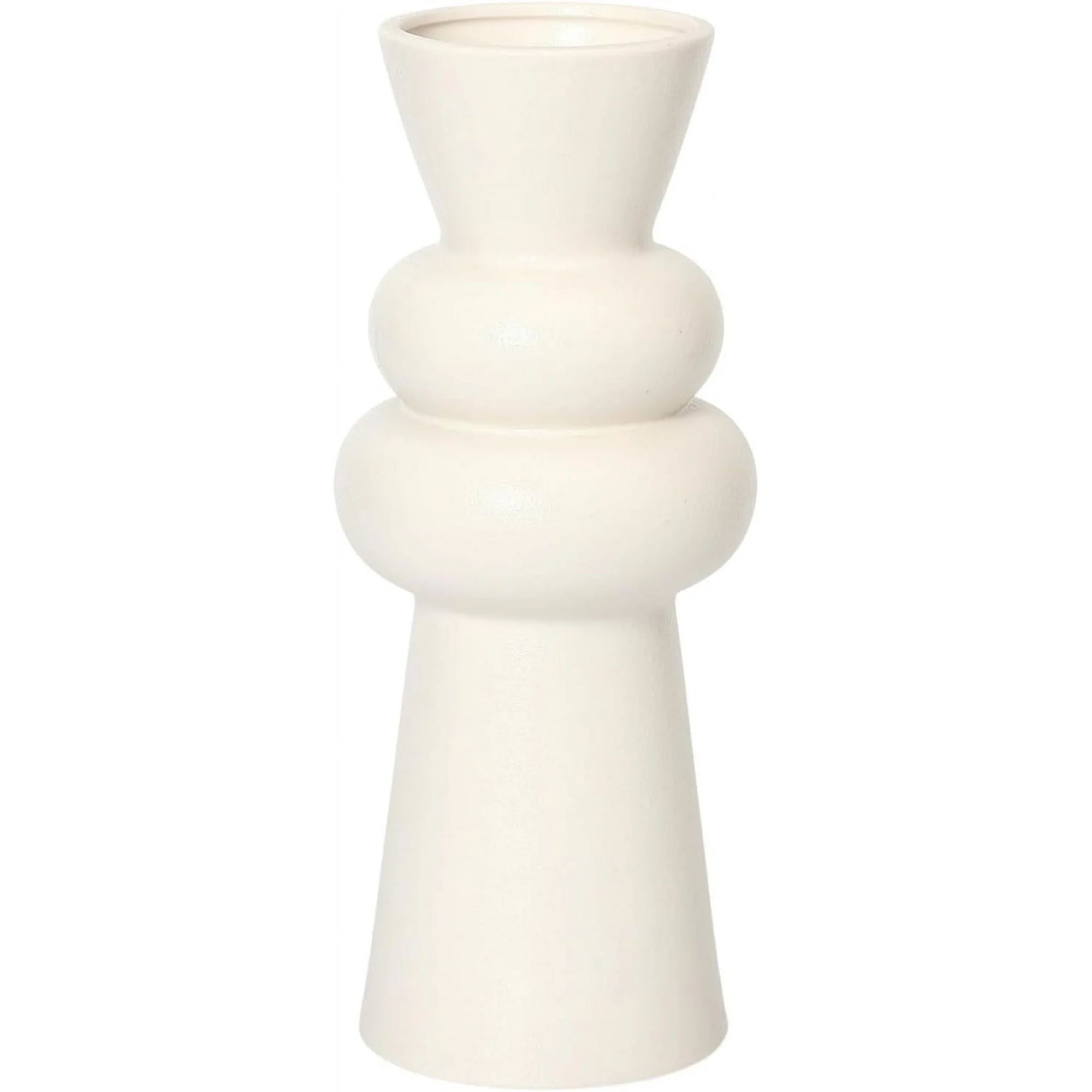 White Ceramic Vase for Home Decor, Modern Farmhouse Vase, Boho Tall Vase for Pampas Grass, Flower... | Walmart (US)