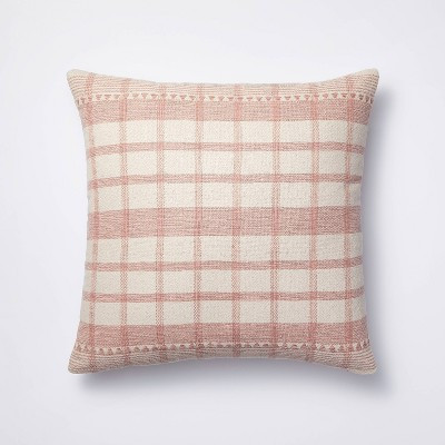 Square Woven Plaid Decorative Throw Pillow Mauve/Light Beige - Threshold™ designed with Studio ... | Target