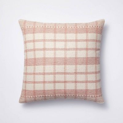 Square Woven Plaid Decorative Throw Pillow Mauve/Light Beige - Threshold™ designed with Studio McGee | Target