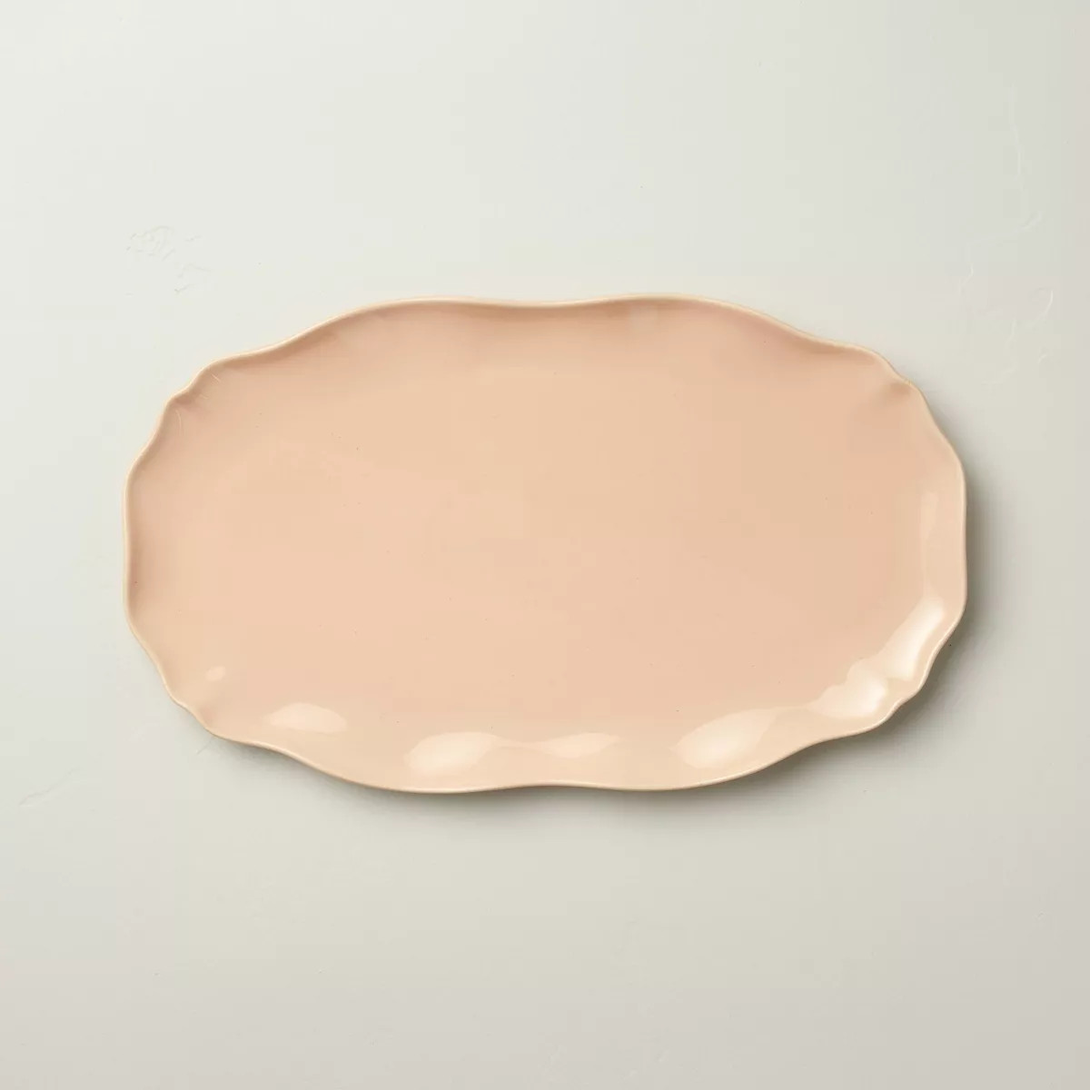 11"x18" Scalloped Stoneware Serving Tray Blush - Hearth & Hand™ with Magnolia | Target