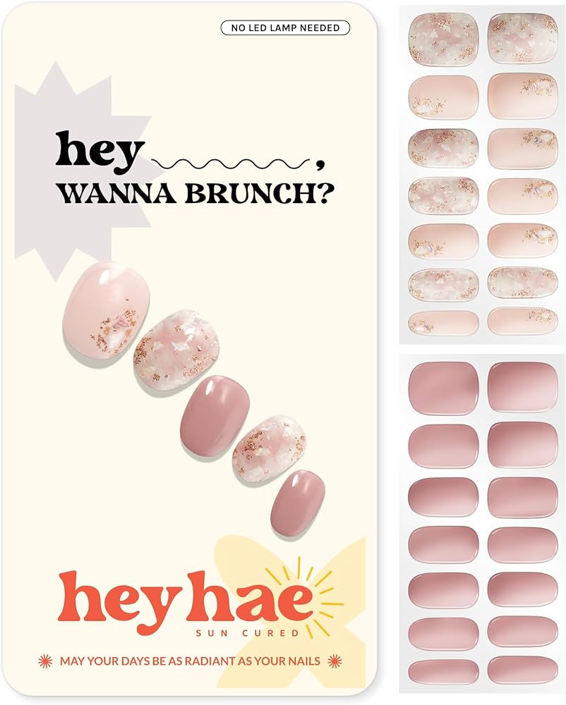 Heyhae Semi Cured Gel Nail Strips | No LED Lamp Needed | Glitter, Pink | Easy Apply & Remove, Sal... | Amazon (US)