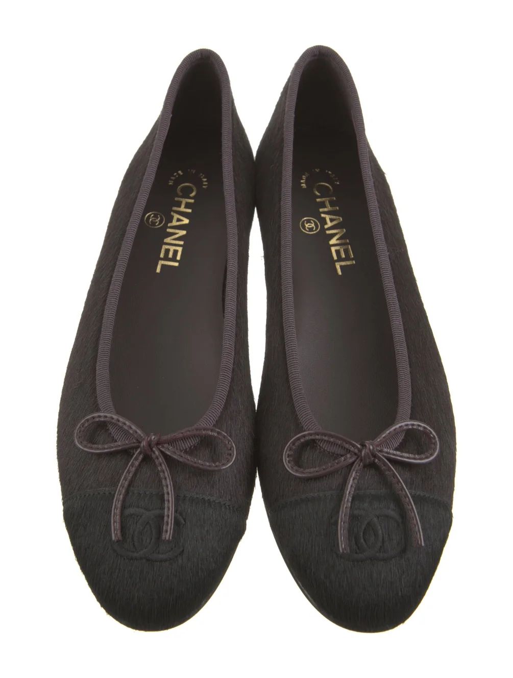 Interlocking CC Logo Ponyhair Ballet Flats | The RealReal