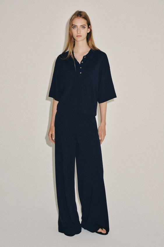 Zara - Short Sleeve Polo Shirt - Taupe Brown - S - Woman | Zara US