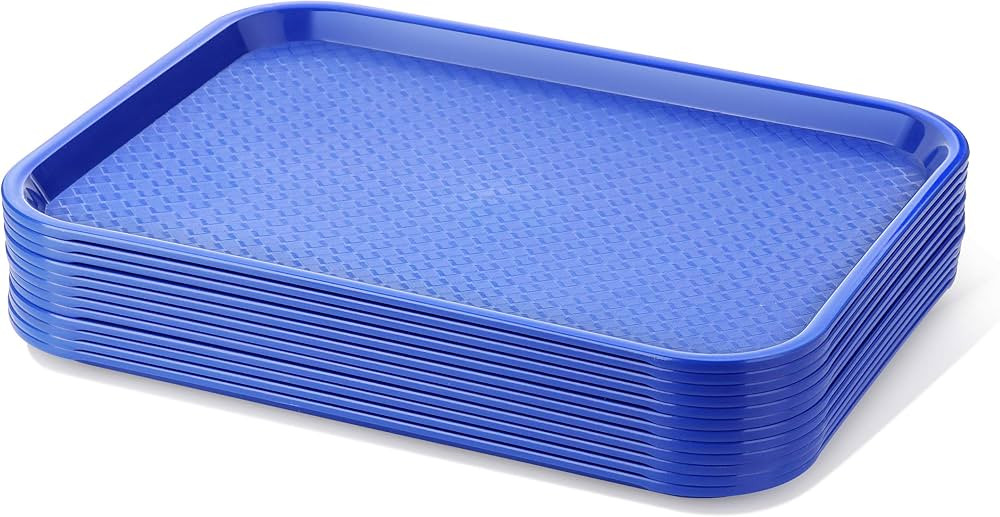 New Star Foodservice 24364 Blue Plastic Fast Food Tray, 10 by 14 Inch, Set of 12 | Amazon (US)