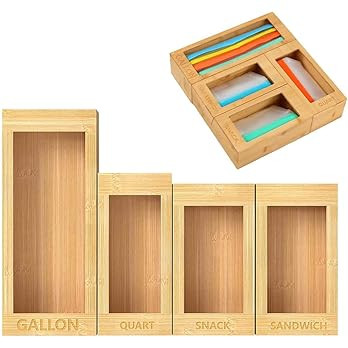 KLDFJ Zip-Lock Bag Storage Organizer, Kitchen Bamboo Zip-Loc Bag Organizer for Drawer Food Storage B | Amazon (CA)