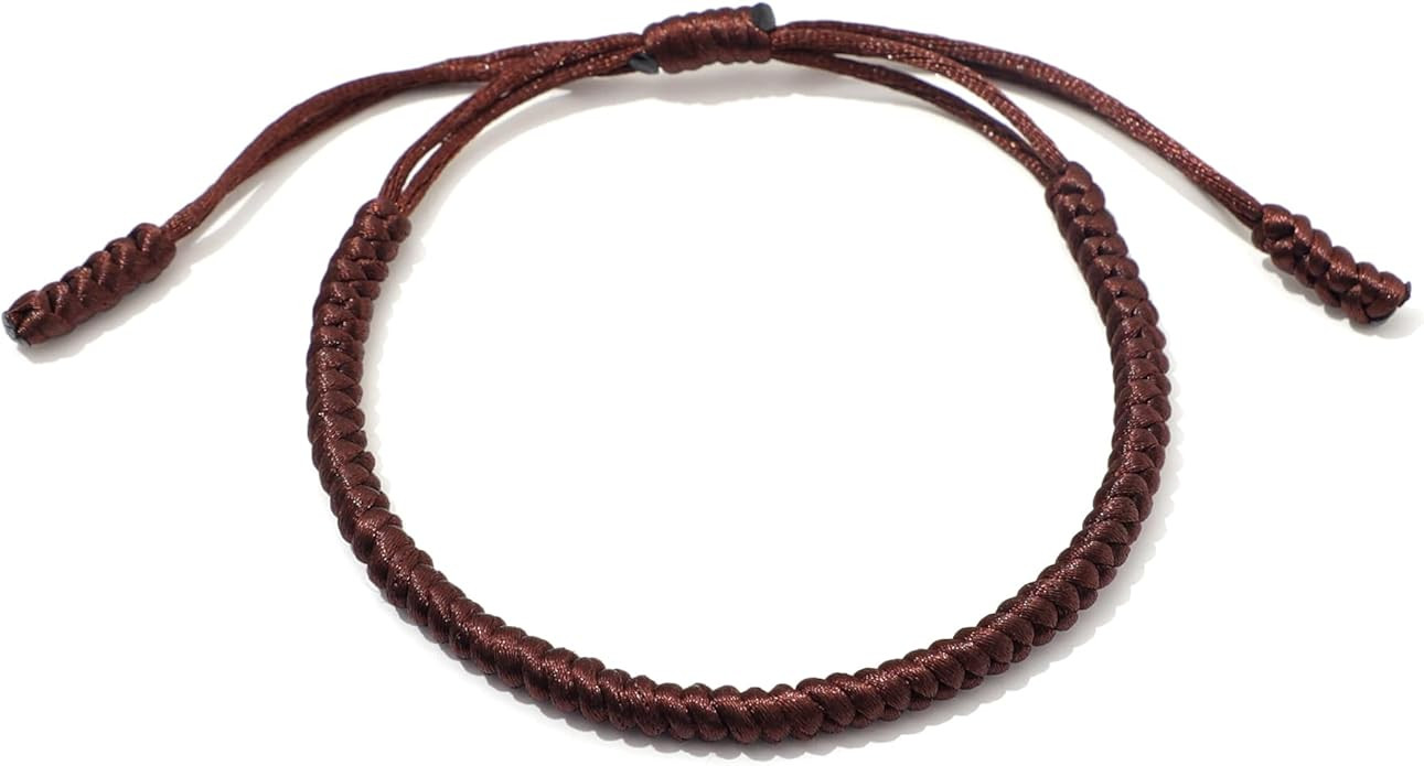 Handmade Tibetan String Bracelet Adjustable Woven Rope Knot Bracelet Red Purple Yellow Brown Blac... | Amazon (US)
