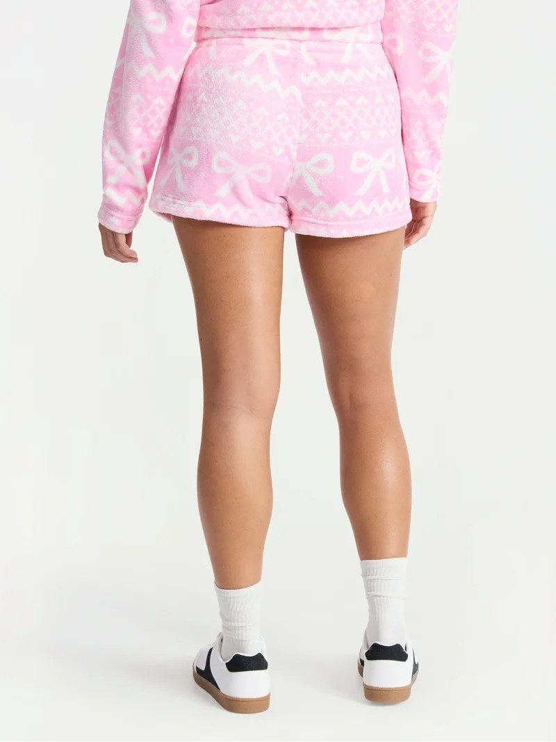 No Boundaries Pull-On Printed Plush Shorts, 2'' Inseam, Women's | Walmart (US)