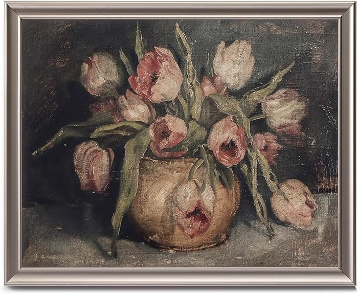 Framed Vintage Canvas Wall Art Decor, Moody Flower Farmhouse Wall Prints for Bedroom Bathroom Off... | Amazon (US)