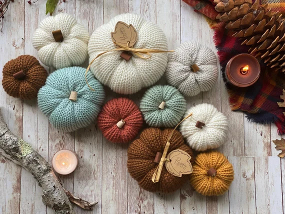 Knit Pumpkin Fall Decor Knit Pumpkin  Handmade Knit Pumpkin - Etsy | Etsy (US)