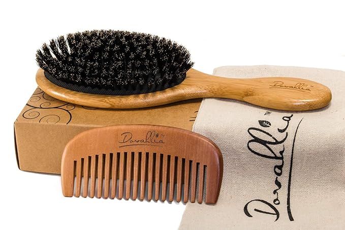Boar Bristle Hair Brush Set for Women and Men - Designed for Thin and Normal Hair - Adds Shine an... | Amazon (US)