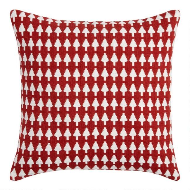 Pier Place Red and White Trees Throw Pillow | World Market